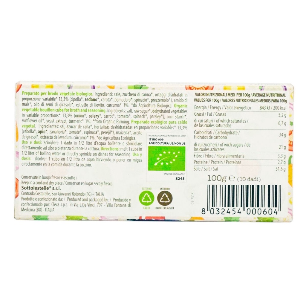 Bột nêm rau củ hữu cơ Sottolestelle – Preparato per Brodo Vegetale Biologico 100g - Date: 11/3/2023 - Nhà Hữu Cơ