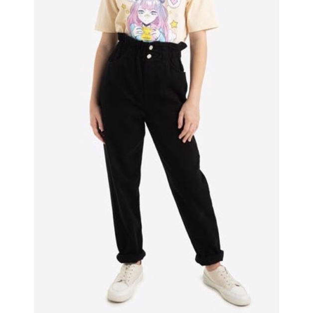 Quần Baggy Bé Gái Co Dãn 2 Cúc Đen GJ