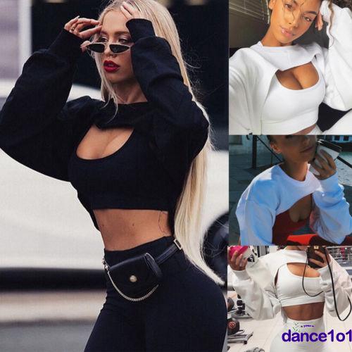 Áo Croptop Tay Dài Thiết Kế Dáng Rộng Thoải Mái