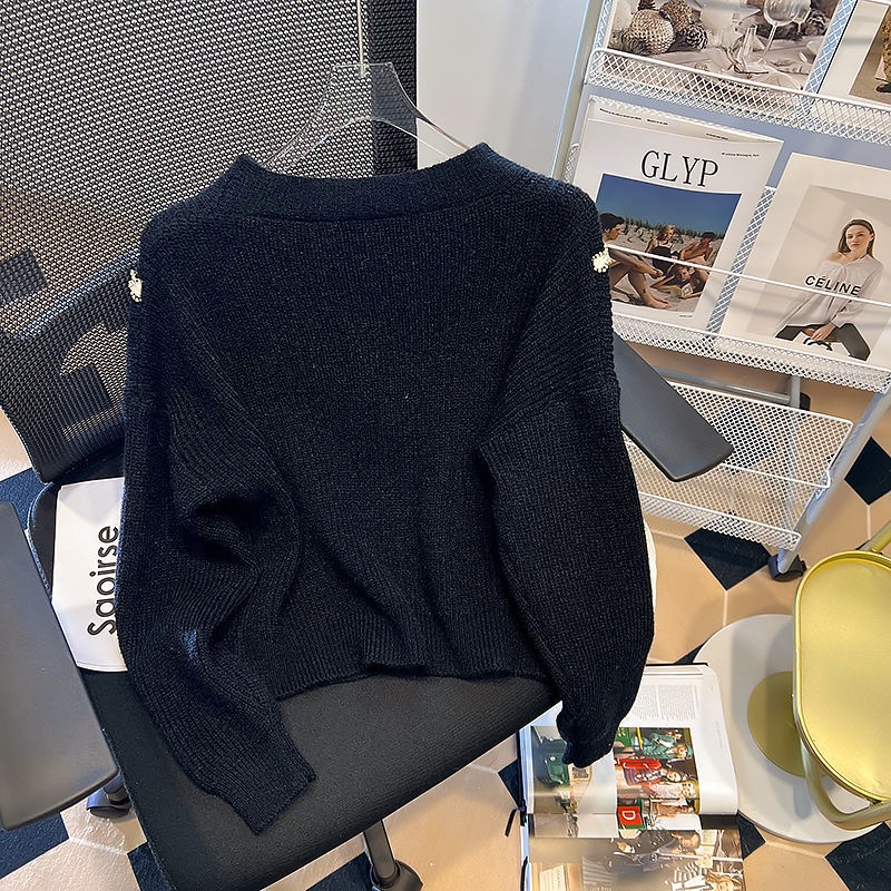 Áo Khoác Cardigan Dệt Kim Phối Ren Thời Trang Thu Đông