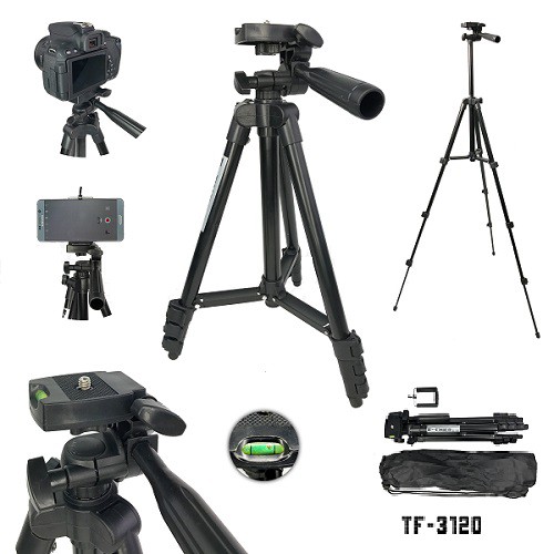 Chân đế chụp hình Tripod 3120 (Đen) + Tặng 1 Remote chụp hình Bluetooth + 1 Gá kẹp điện thoại loại 002