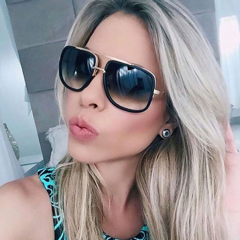 Kính Mát Gọng Kim Loại Tròng HD Thiết Kế Đơn Giản Thời Trang