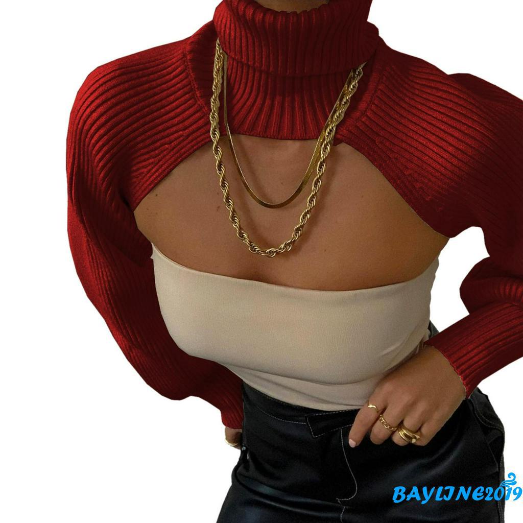 Áo Sweater Tay Dài Cổ Cao Màu Trơn Phong Cách Hàn Quốc Gợi Cảm Cho Phụ Nữ