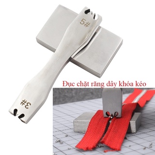 đục 2 đầu chặt răng dây khóa kéo răng 3 và 5 - dụng cụ làm đồ da thủ công