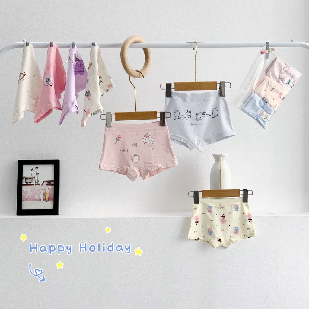 Set Ngẫu Nhiên 3 Quần Chip Đùi Cao Cấp Chất Thun Cotton Mềm Cho Bé Gái MINTSCLOSET Từ 1-4 Tuổi - QR8607