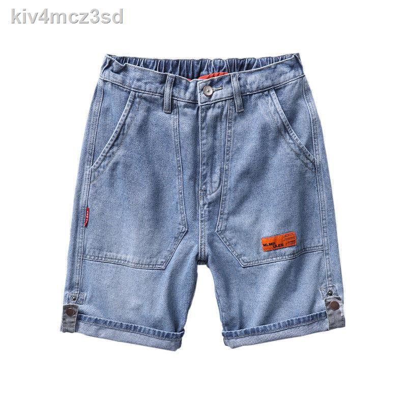 quần lót nữQuần✔Thủy triều Quần short denim nam hàng hiệu của giới mùa hè Mỏng Thẳng Lỏng Tất cả phù hợp 5 điểm Ph