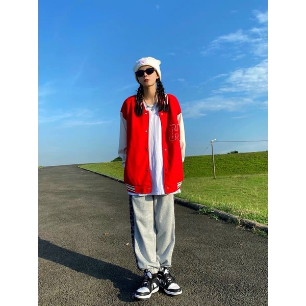 Áo Khoác Bomber XANH Thêu Form Rộng Style Ulzzang - Khoác Bóng Chày Unisex Nam Nữ