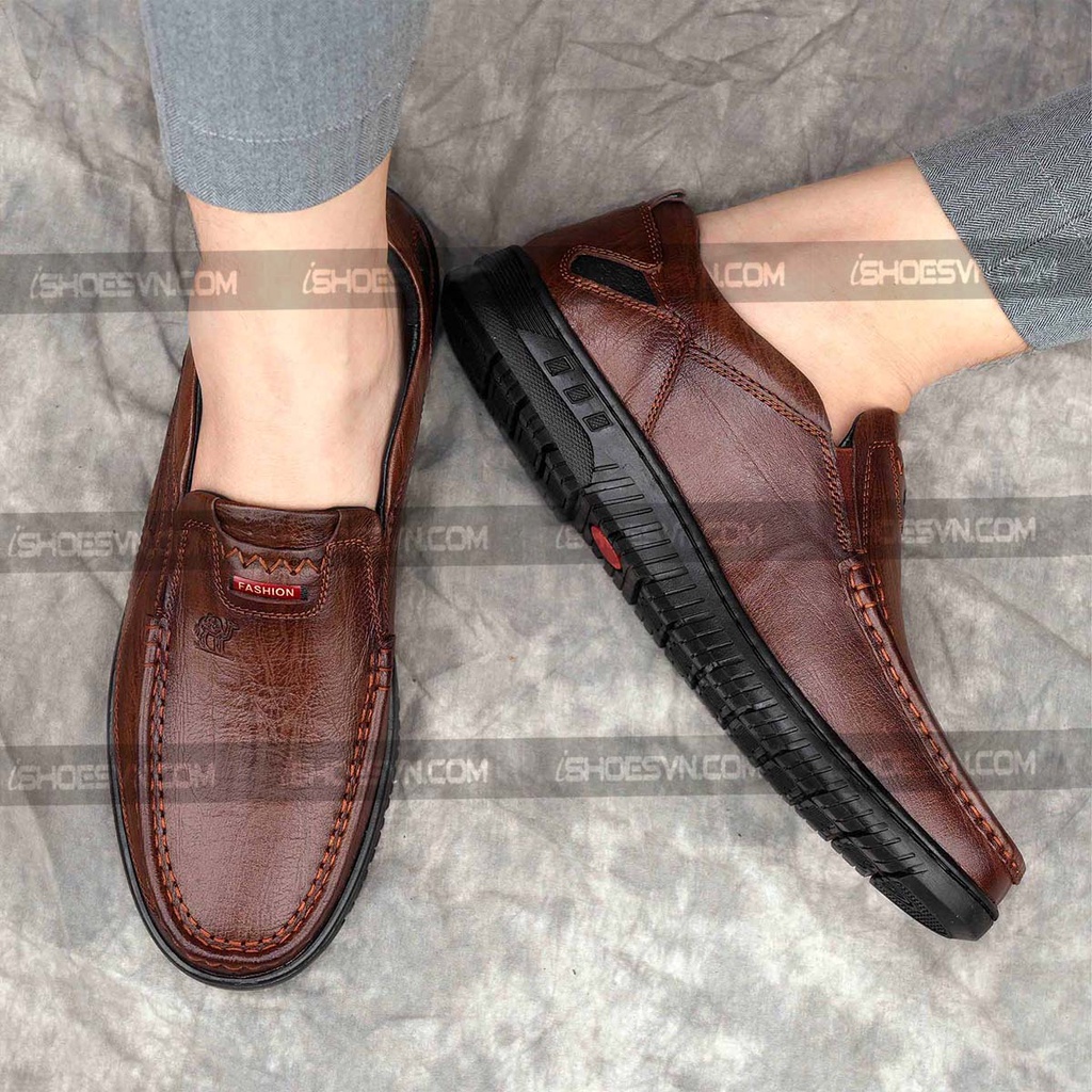 Giày lười nam da bò thật IS650 da mềm, đi siêu êm, kết hợp với nhiều trang phục