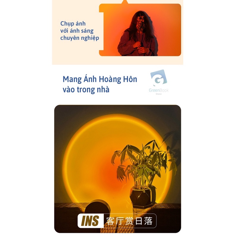 Đèn Hoàng Hôn Đèn Sunset Quay TikTok Chuyển Đổi 9 Màu Chụp Ảnh Sống Ảo Đèn Trang Trí Phòng Ngủ