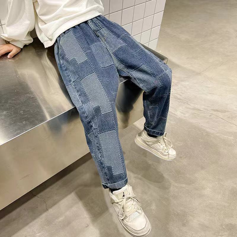 Quần Jeans Dài Phối Màu Thời Trang Cho Bé Trai