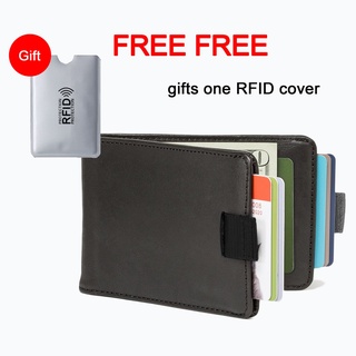 Ví da PU mỏng gập tối giản đựng tiền thẻ và chặn sóng RFID cho nam