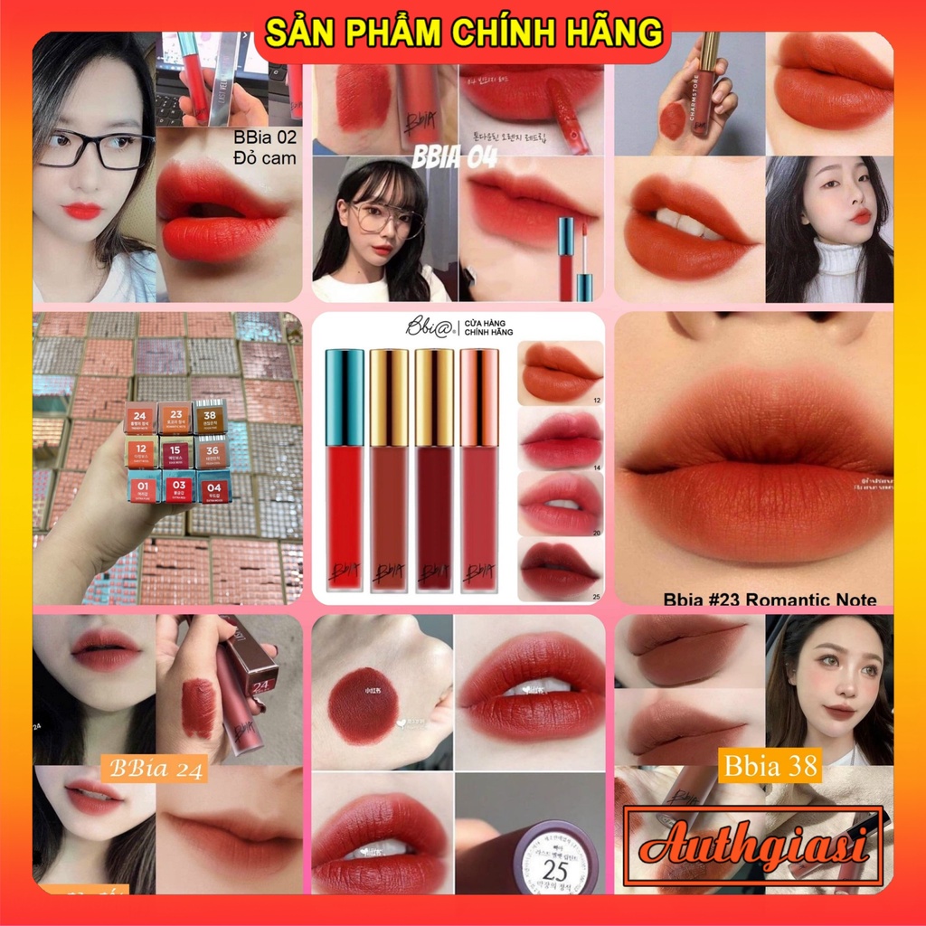 Son kem lì BBia Last Velvet Lip Tint Auth 100% mềm mịn môi lên màu siêu đẹp