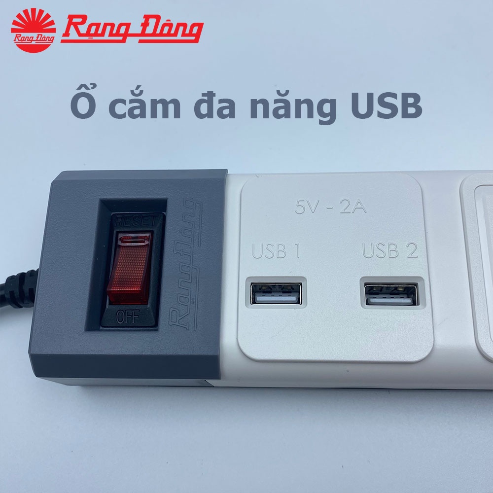 Ổ cắm USB đa năng Rạng Đông dây kéo dài 3M 5M