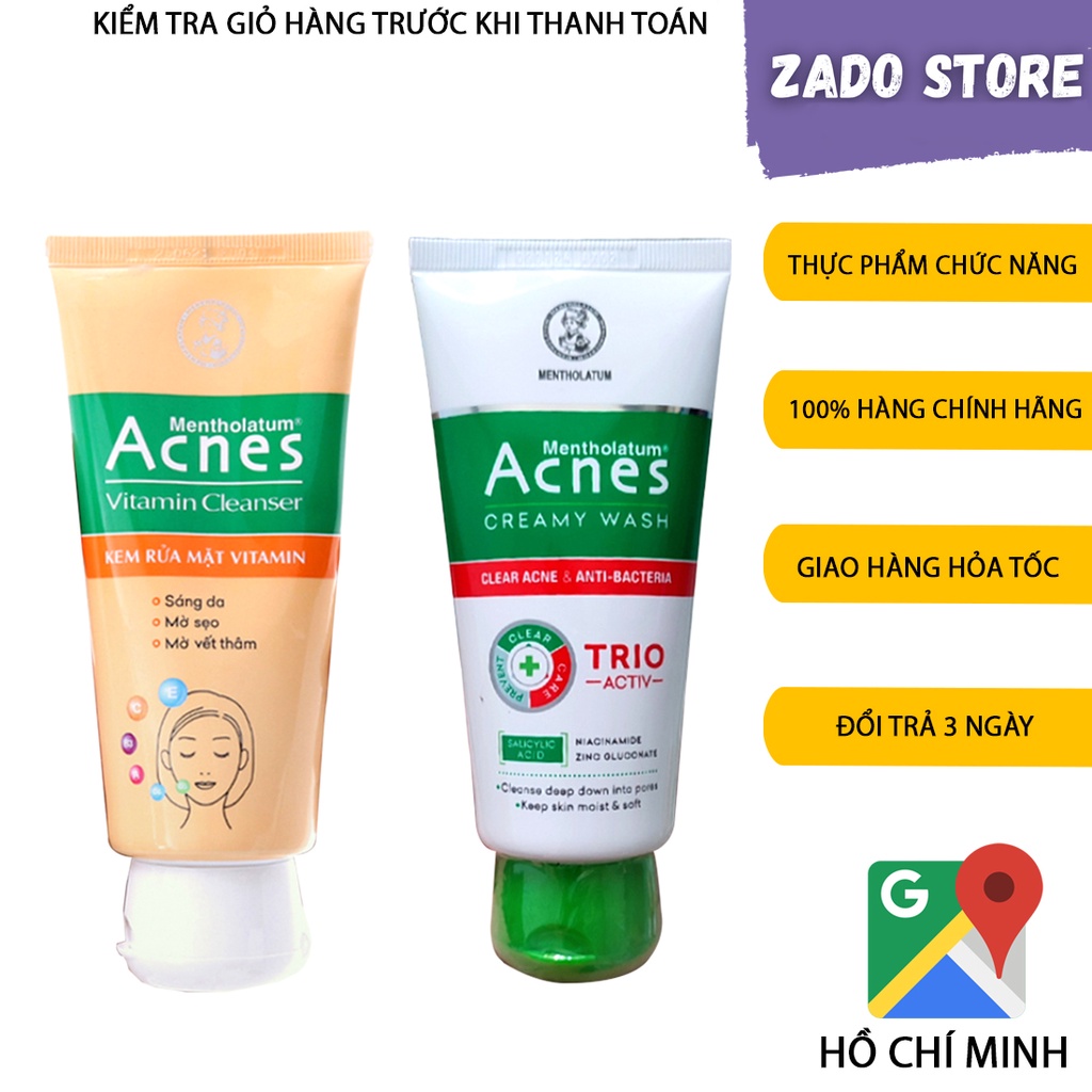 Sữa rửa mặt Gel Acnes 100g làm sạch dịu nhẹ ngừa mụn nhạy cảm dưỡng da mặt kháng khuẩn 100g Xanh và Vàng