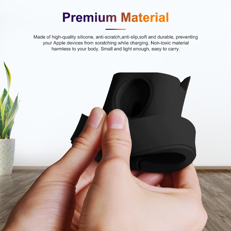Đế Sạc Bằng Silicone 3 Trong 1 Cho Đồng Hồ Apple Watch Series 7 6 5 4 3 2 1 SE IWatch IPhone Airpods