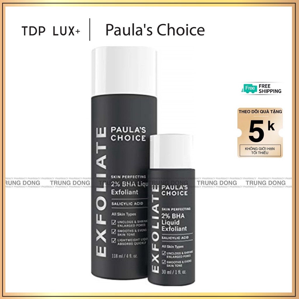 Dung dịch loại bỏ tế bào chết Paula's Choice Mỹ, Skin Perfecting 2% BHA Liquid Exfoliant - Trung Đông Pharmacy