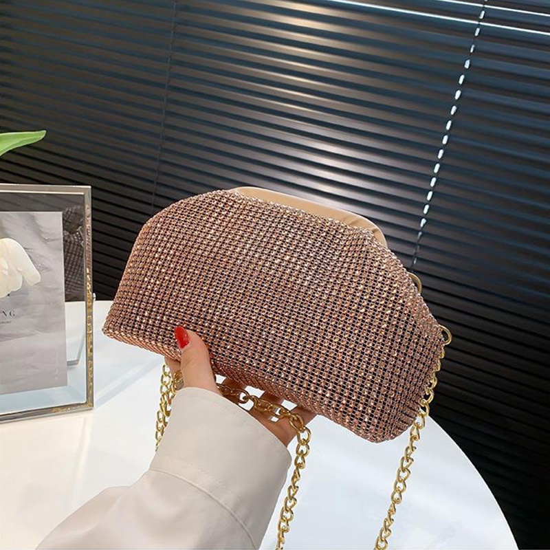 Túi đeo chéo JASMIN NOIR dây xích hình vỏ sò đính kim cương giả phong cách thời trang cho nữ