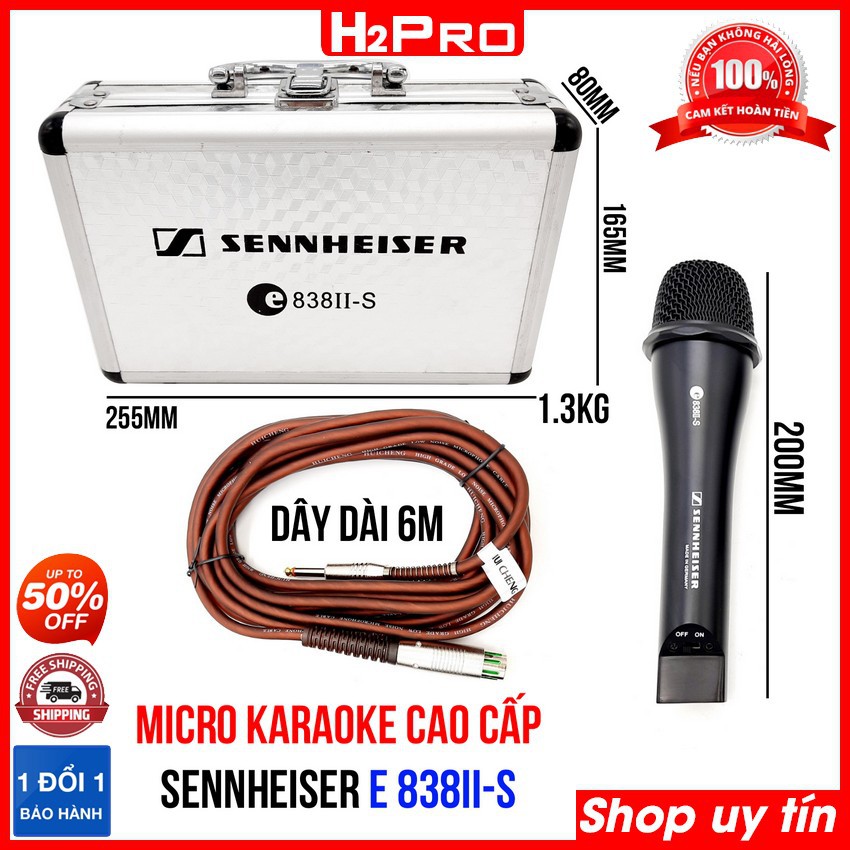 Micro karaoke cao cấp Sennheiser e838II-S hát hay, âm chuẩn, chống hú, micro karaoke có dây cao cấp dây dài 6m