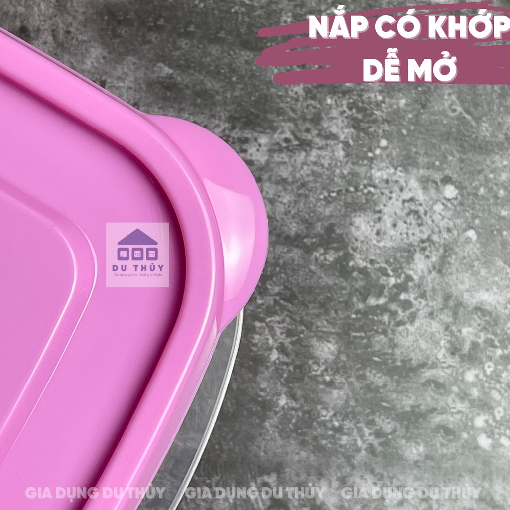 Hộp nhựa đựng thực phẩm (bộ 3 hộp) màu hồng, dương, xanh lá, chất liệu nhựa PP an toàn sử dụng được trong lò vi sóng