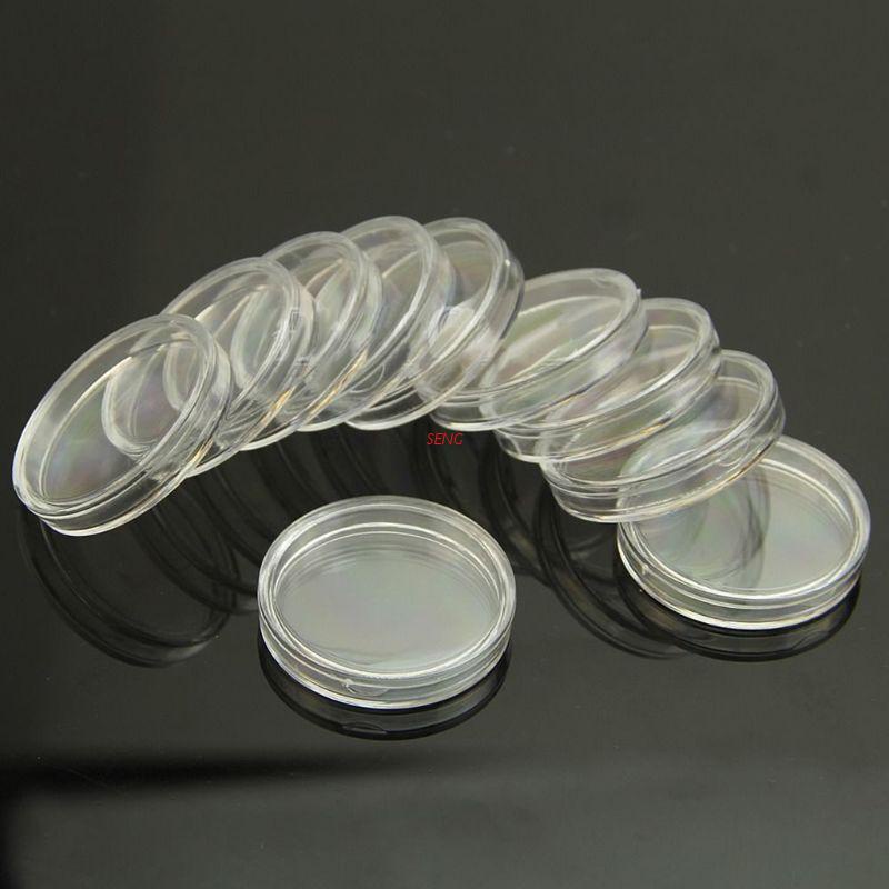 Set 10 Hộp Nhựa Trong Suốt Đựng Tiền Xu 38mm Mới