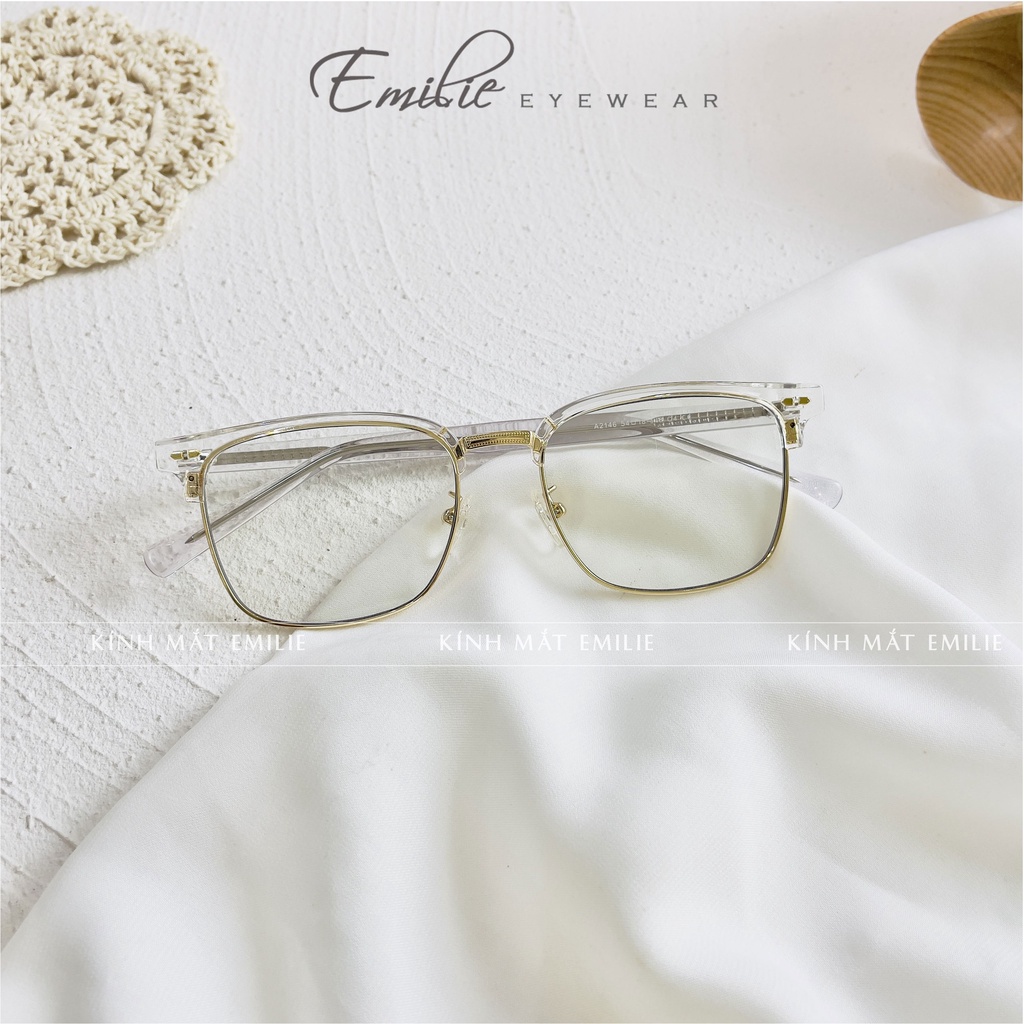 Gọng kính nam nữ Clubmaster mảnh nhẹ Kính mắt Emilie phụ kiện thời trang 2146