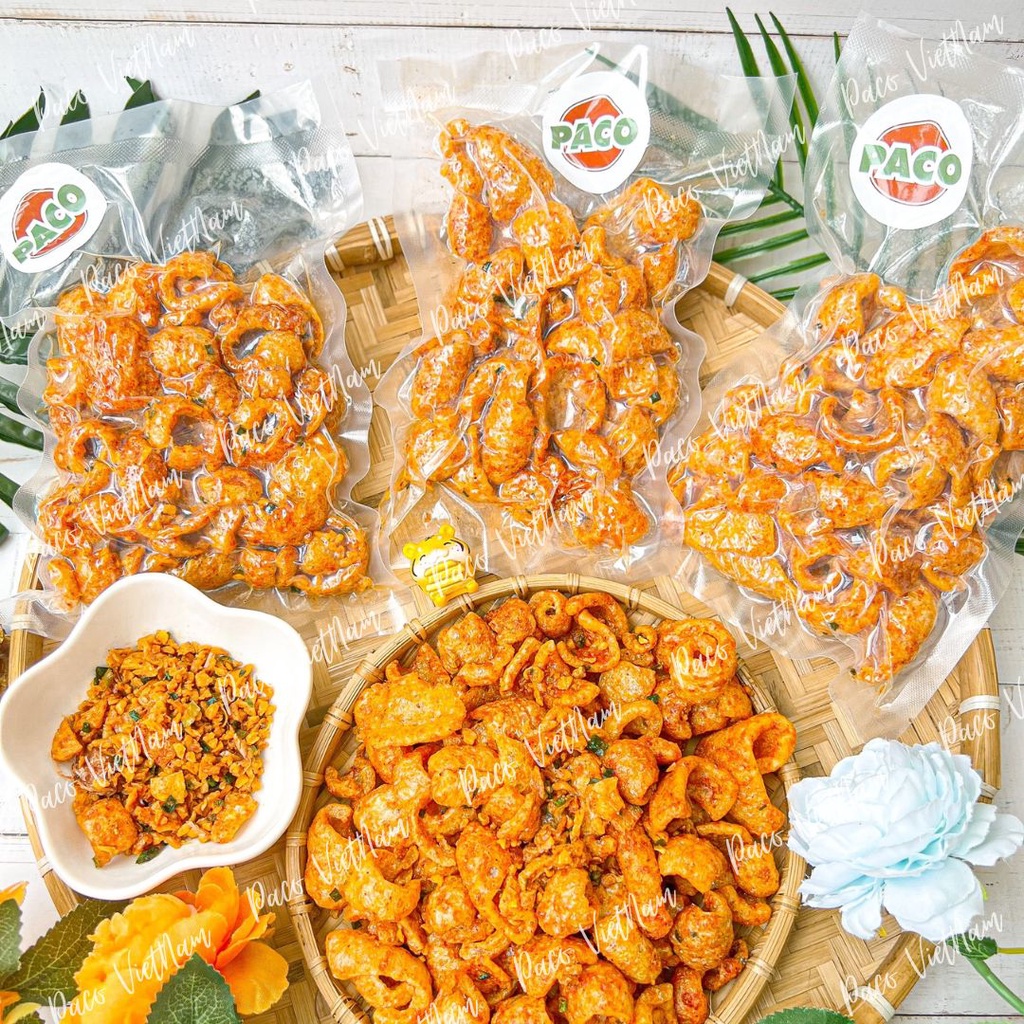 Da heo lắc ngũ vị mắm hành nhà Paco Food giòn giòn rụm rụm gói 70g đã ép chân không siêu ngon