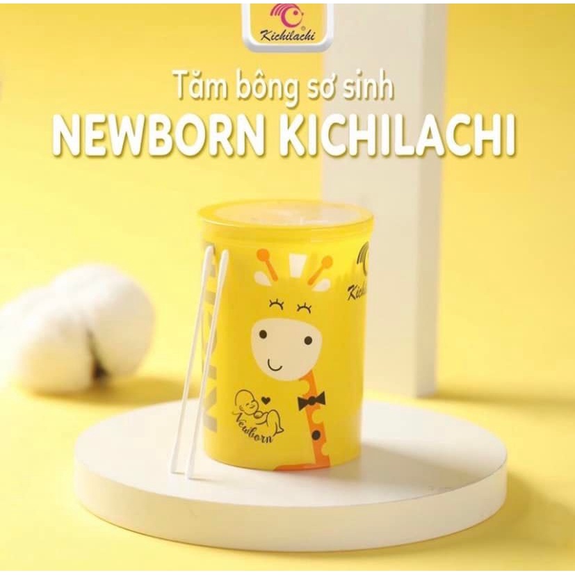 Hộp Tăm Bông Sơ Sinh Newborn Hình Hươu Kichilachi Chính Hãng