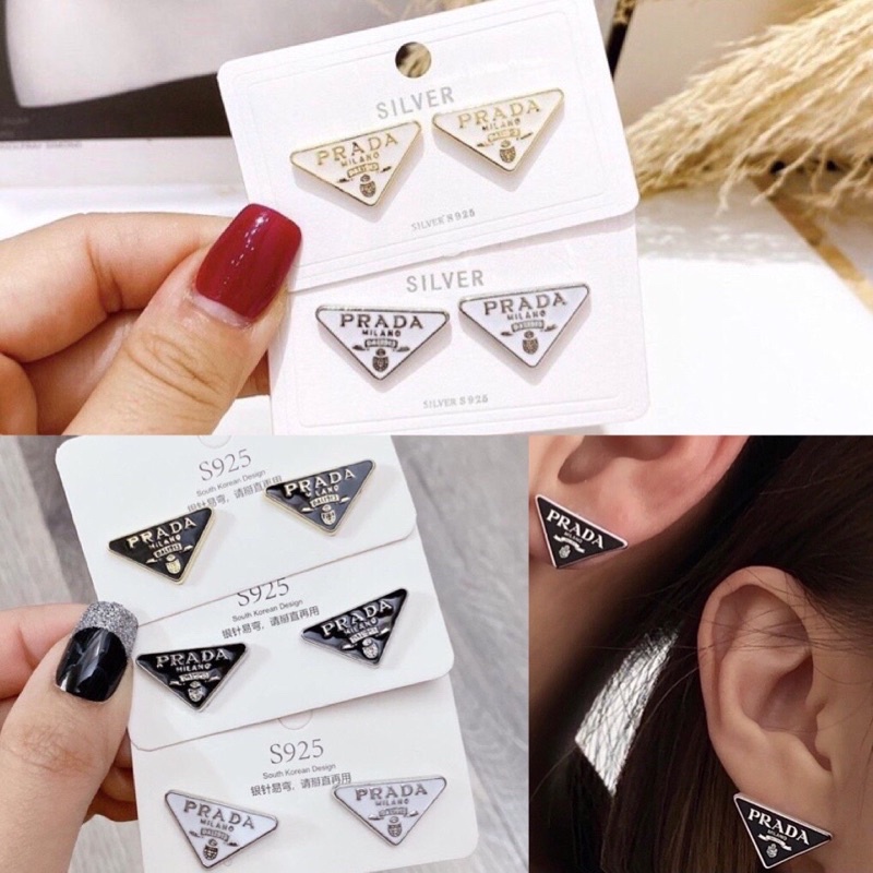 Khuyên tai thương hiệu prada cao cấp