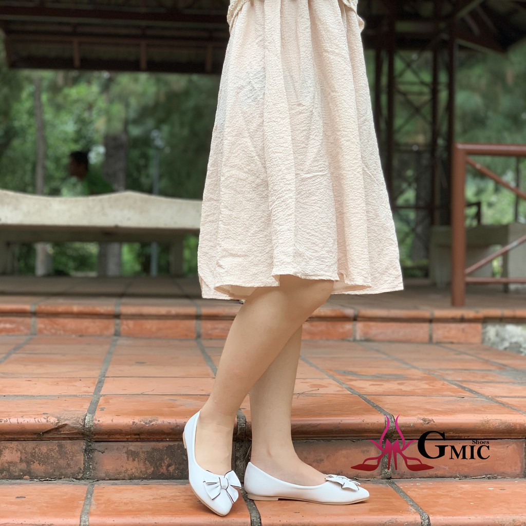 [𝑩𝑰𝑮 𝑺𝑰𝒁𝑬] Giày búp bê mũi nhọn nơ viền xinh, form chuẩn êm chân chính hãng NBB03 | BigBuy360 - bigbuy360.vn