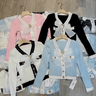 Áo len nơ đá cài phiên bản dày tay siêu hot