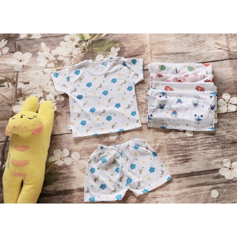 Cộc  tay- Combo 5 bộ đồ coton sọc giành bé sơ sinh/trẻ sơ sinh từ 0-16kg