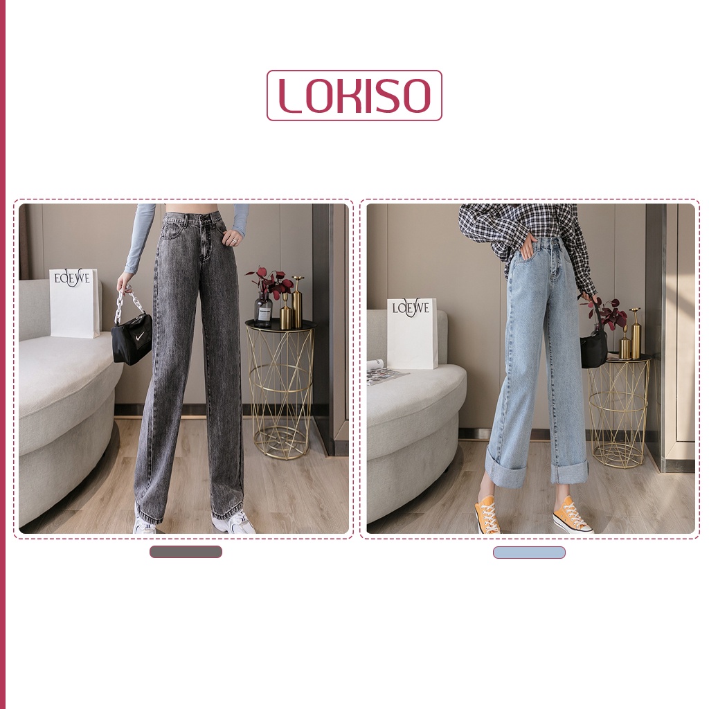 Quần jean nữ ống rộng suông lưng cao đẹp bigsize cao cấp LOKISO QJ01 | BigBuy360 - bigbuy360.vn