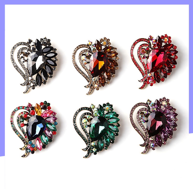 Ghim Cài Áo Hình Hoa Đính Pha Lê Sang Trọng Phong Cách Hàn Quốc