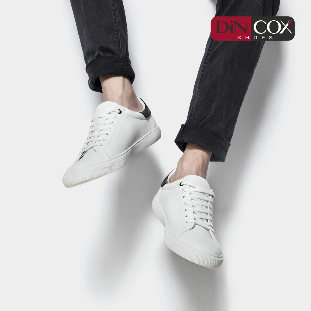 Giày Sneaker Da Nam DINCOX C13 Cách Điệu Sáng Tạo White/Black