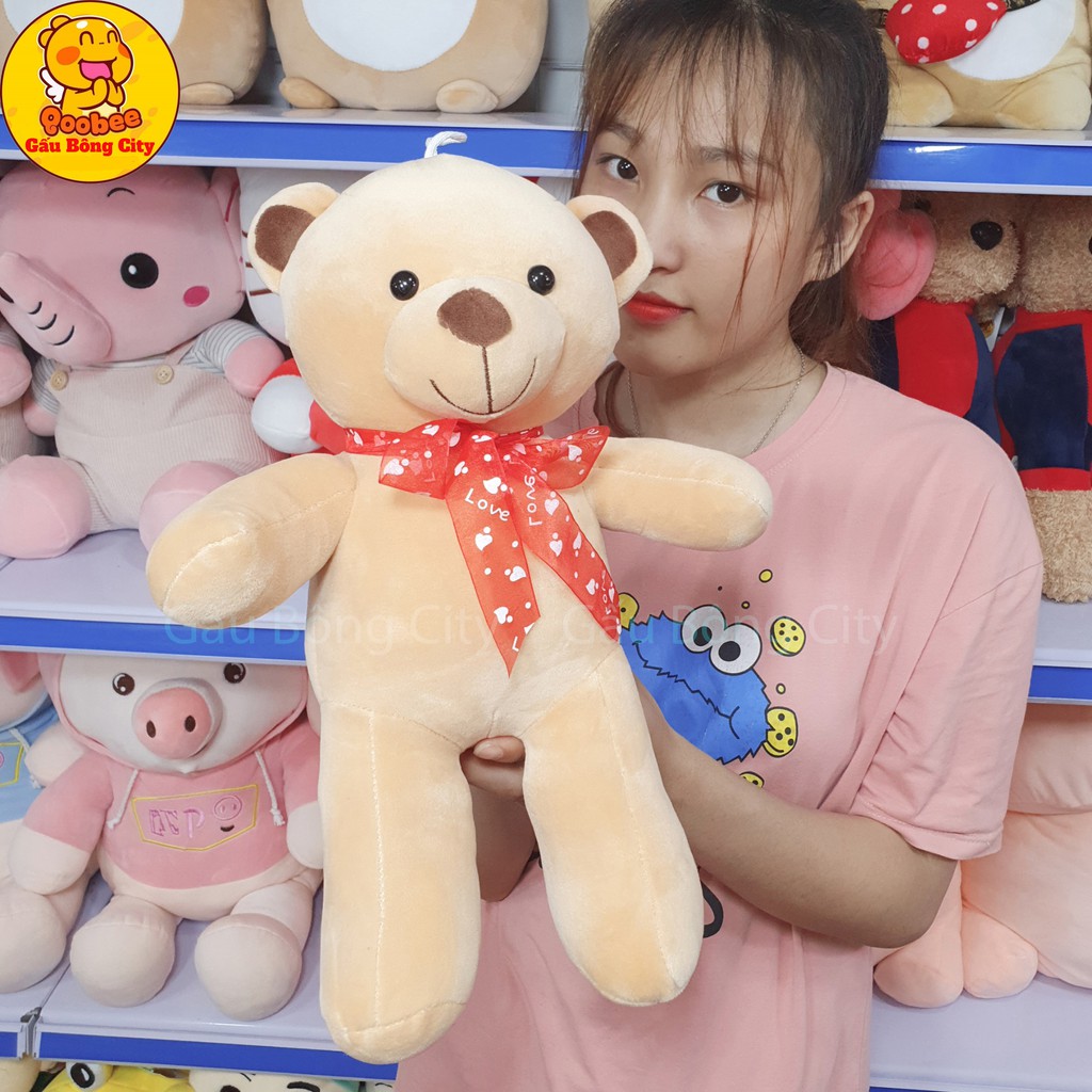 Gấu Bông Teddy vải co dãn 4 chiều Đủ cỡ đeo nơ