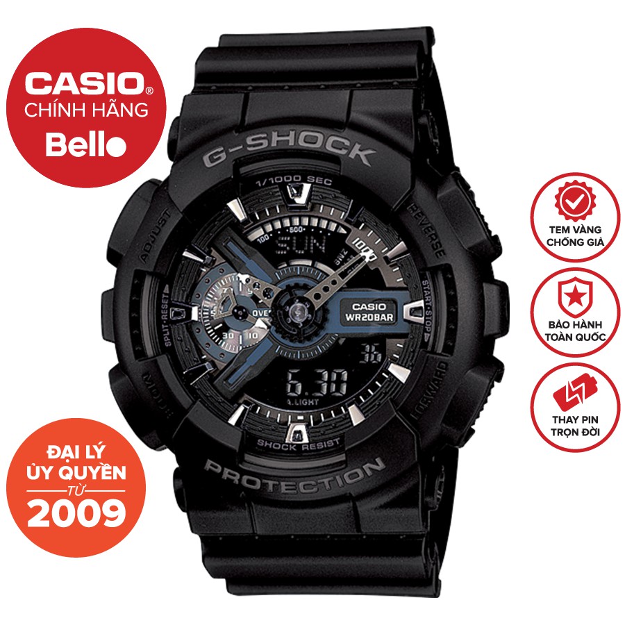 Đồng hồ Nam Dây Nhựa Casio G-Shock GA-110-1B chính hãng bảo hành 5 năm Pin trọn đời