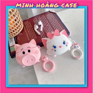 Case Airpod 1/2/Pro heo hồng mèo trắng