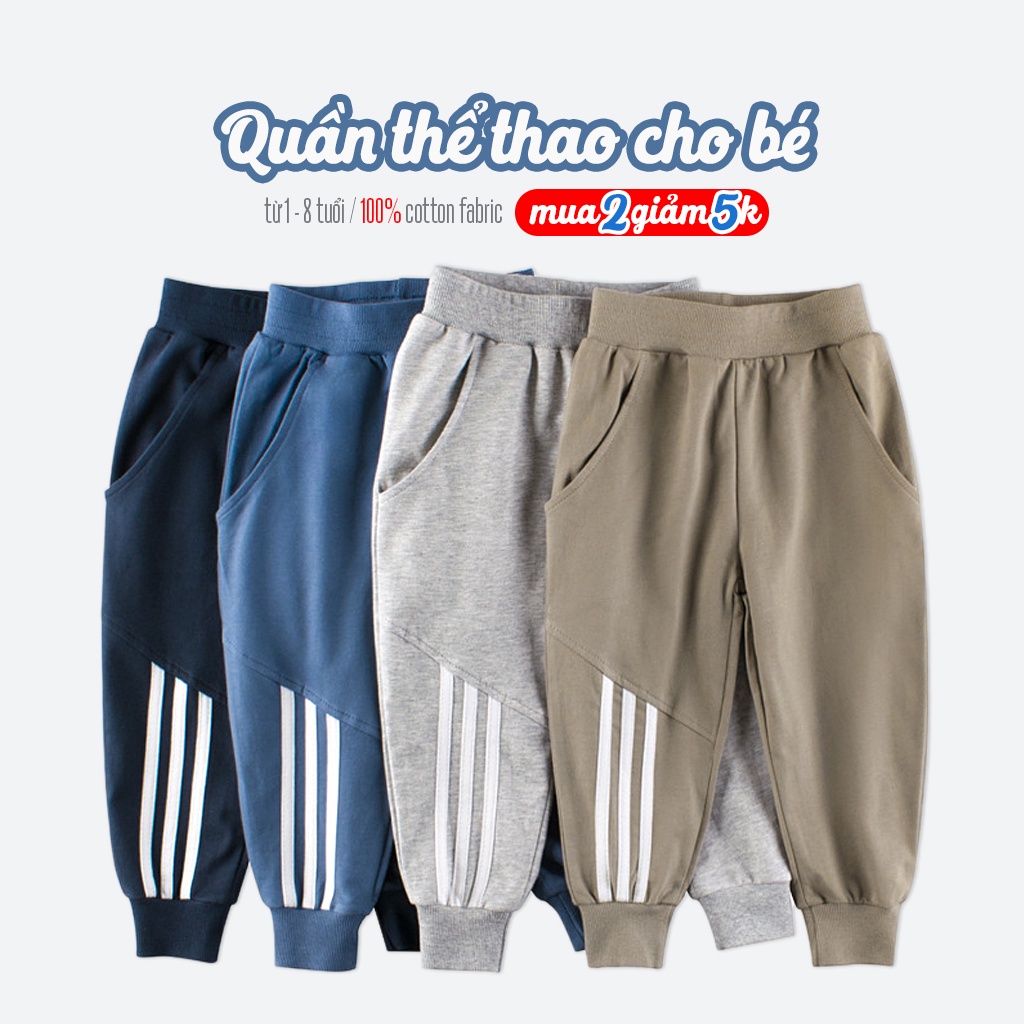 Quần dài cho bé EROKIDS họa tiết thể thao chất cotton hàng xuất Âu Mỹ