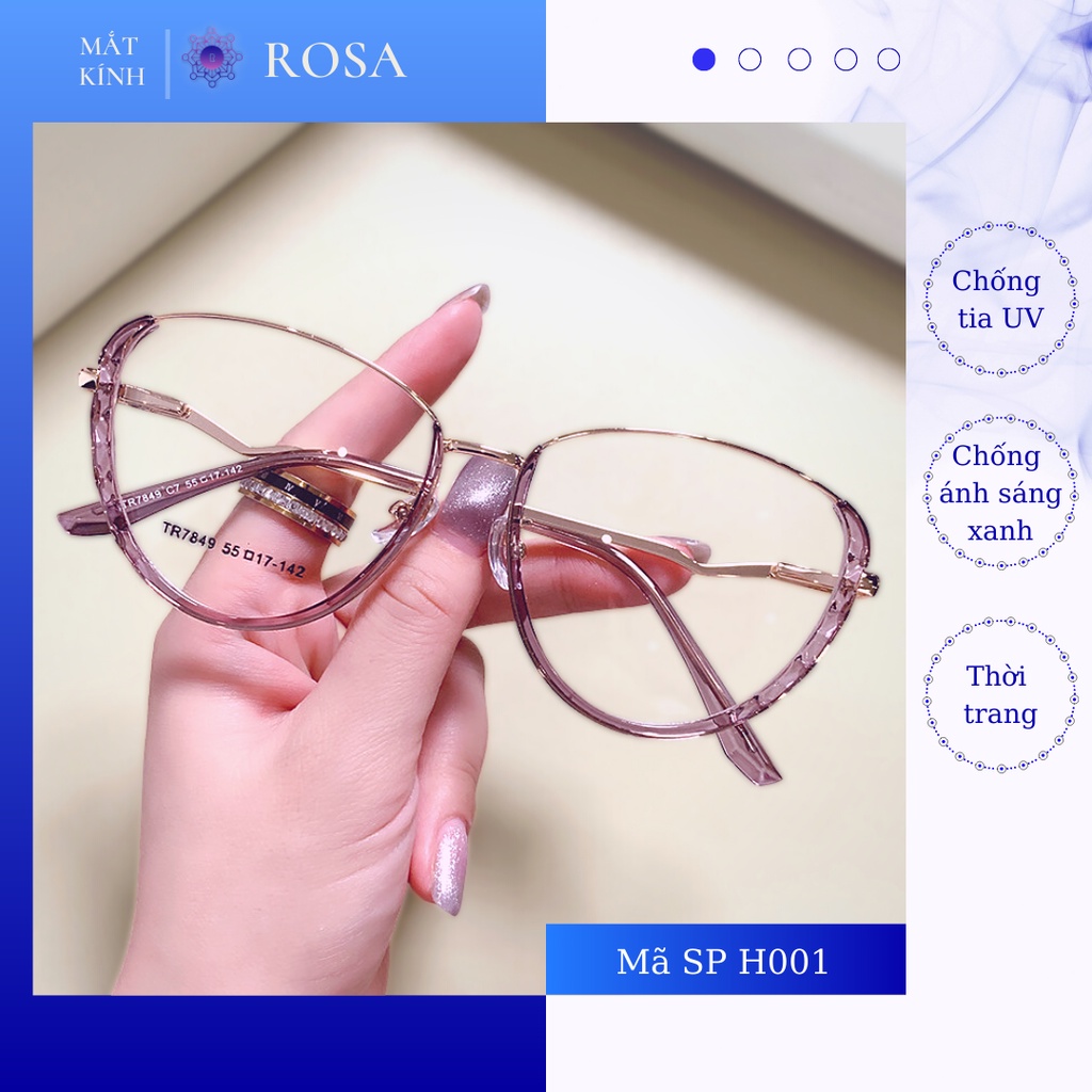 Kính mắt mèo gọng trong suốt thanh lịch, cá tính- Mã SP H001 - Rosa