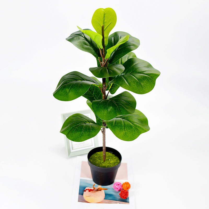 Cây nhân tạo Fiddle Leaf Fig Giả Ficus Lyrata Cây bụi xanh giả Cây xanh cho sân vườn hiên cửa sổ Hộp