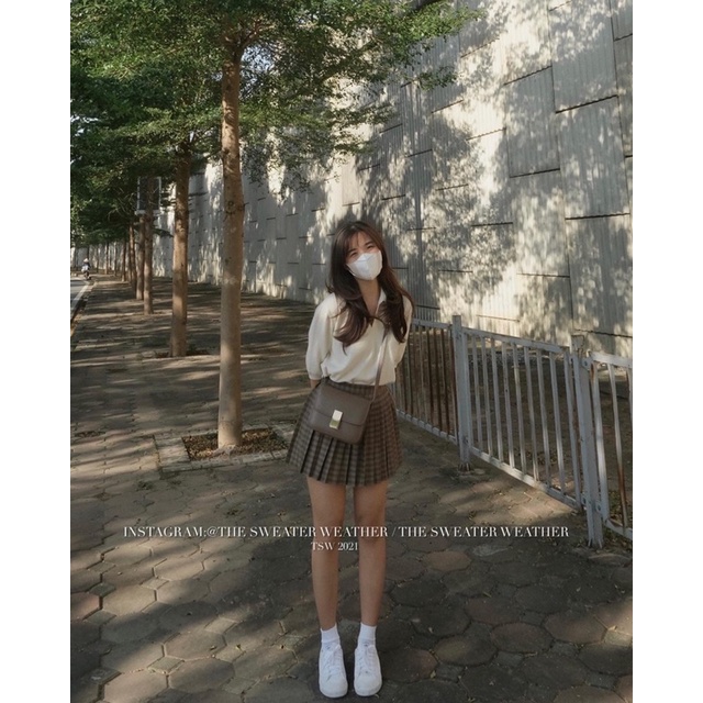 (Ảnh thật) Chân váy tennis xếp ly nhỏ dáng ngắn kẻ caro 02 the.sweaterweather TSW | BigBuy360 - bigbuy360.vn