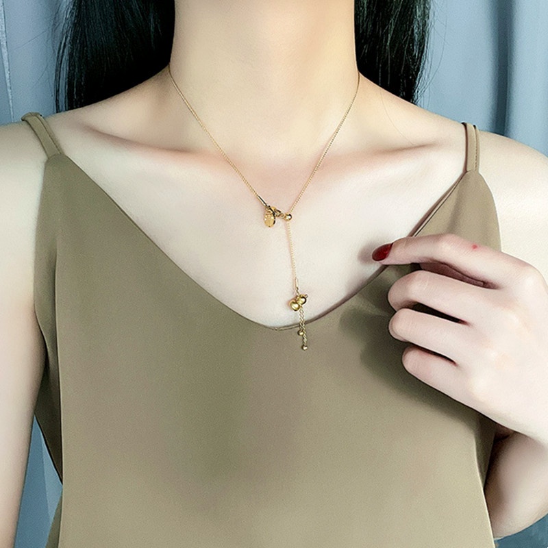 dây chuyền nữ TITAN NGUYÊN CHẤT KHÔNG GỈ Pumpkin Tua &quot;Fu&quot; Vòng cổ thiết kế thời trang mẫu mới 2022