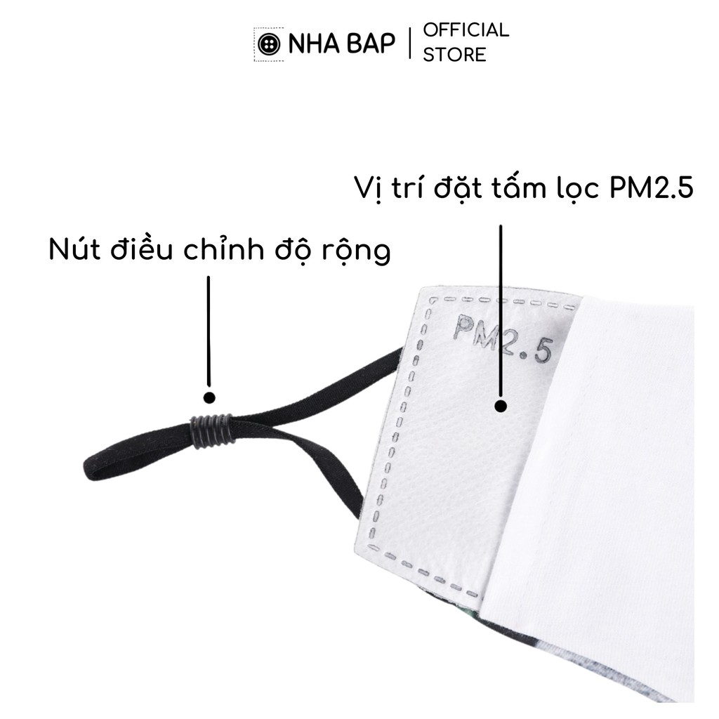 Khẩu trang vải kháng khuẩn thời trang NHABAP vẽ handmade nhiều họa tiết vải đẹp cao cấp màu đen (KTV001) | BigBuy360 - bigbuy360.vn