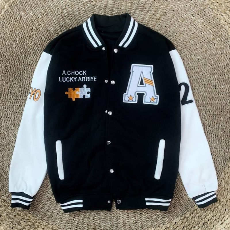 👉 Áo Khoác Varsity Local Brand Bomber Chữ A thêu cả Áo phù hợp cho cả Nam và Nữ