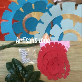 Hoa giấy handmade - 02 kit nguyên liệu hoa hông 11cm