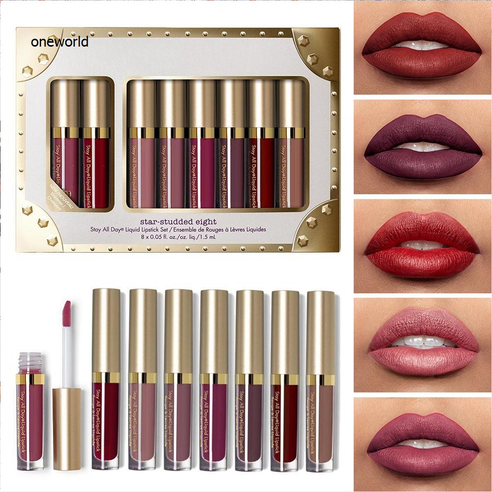 Bộ 8 son kem chống nước chống dính lâu phai tiện dụng 1.5ml | BigBuy360 - bigbuy360.vn