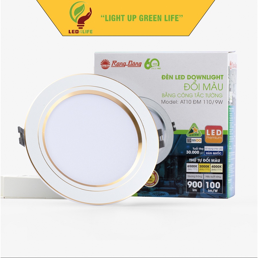 Đèn LED Downlight âm trần Rạng Đông AT10 đổi màu