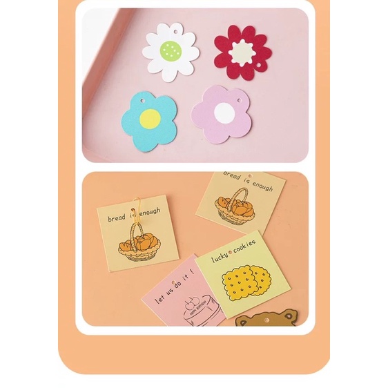 Set tag giấy trang trí hộp bánh, túi quà kèm gim