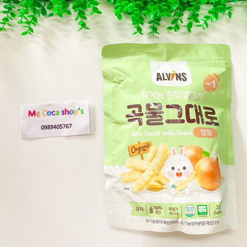 DATE 01-5/2023 Alvins - Bánh ăn dặm gạo lứt rau củ hữu cơ hình que cho bé 6m+ túi zip 25g