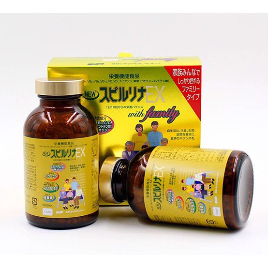 Spirulina EX Tảo vàng cao cấp Nhật Bản hộp 2000 viên (2 lọ) mẫu mới